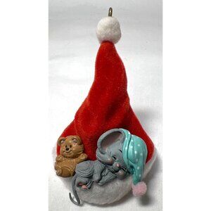 Night Before Christmas Handcrafted Hallmark Ornament With Sleeping Mouse & Bear
